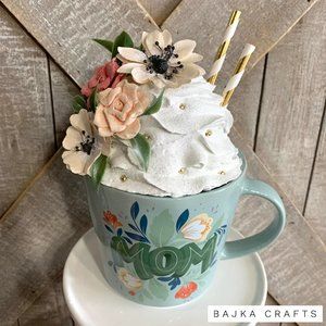 Handmade Mug Topper with Mom Mug.